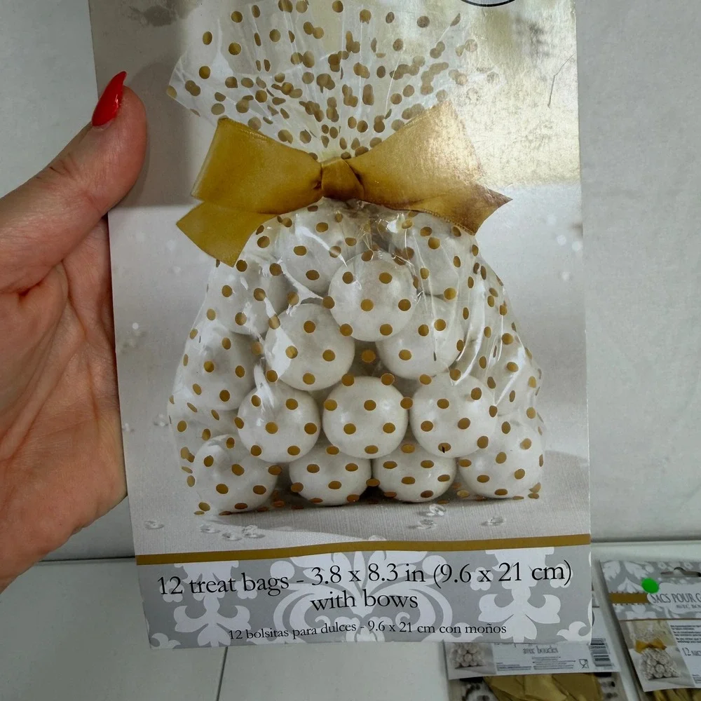 Treat Bags 6 Packs Gold Polka Dot with Bows 72ct Wedding Party Favor Kits Amscan